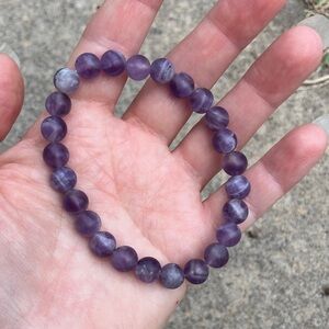 NWOT Elastic Matte Amethyst Beaded Bracelet